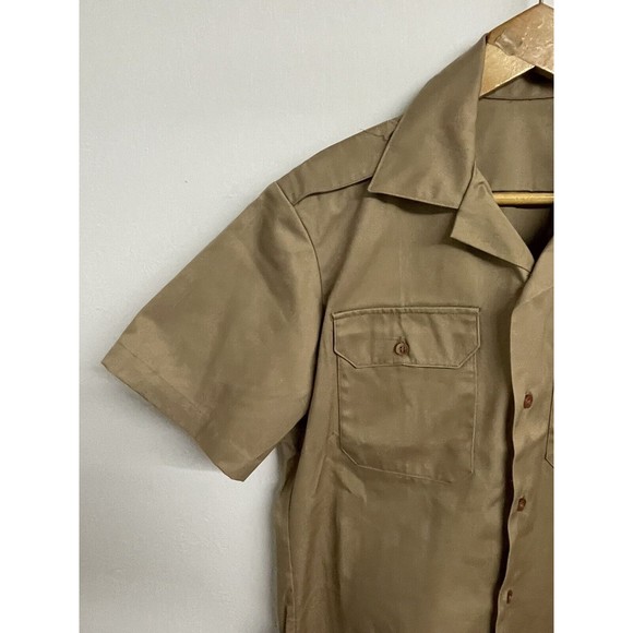 Post Vietnam Era U.S. ARMY Military Tan 445 Short Sleeve Shirt w/ Ranger Patch - Picture 3 of 8